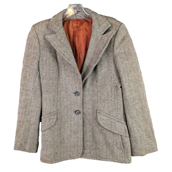 Hourihan Dublin Jackets & Blazers - HOURIHAN Dublin Tailored Wool Donegal Tweed Jacket Fawn Herringbone Ireland Sz10